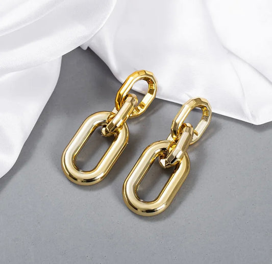Gold Oval Link Earrings