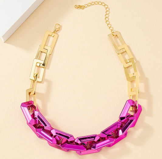 Pink & Gold Link Necklace