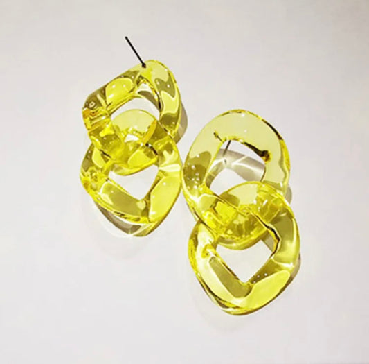 Yellow Acrylic Link Earrings