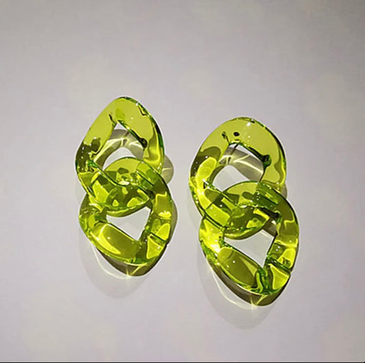 Green Acrylic Link Earrings